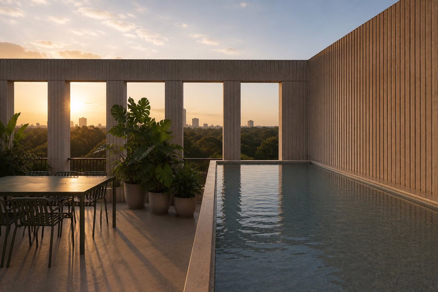 El Penthouse &middot; el roof con alberca, al atardecer